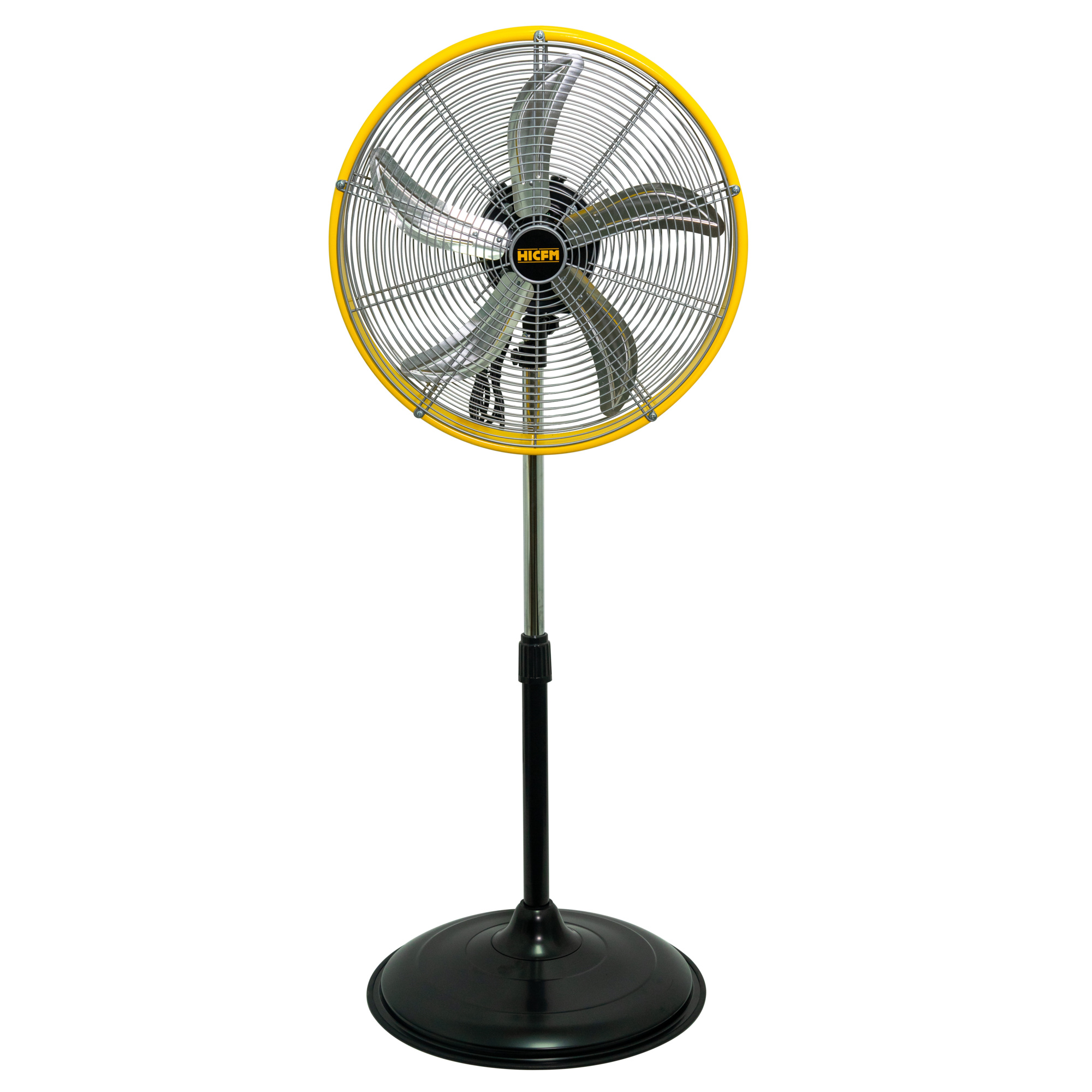 EdenDirect High-Velocity Pedestal Fan — 20in., 3 Speeds, 80° Oscillation, Height-Adjustable, Yellow, Model# NTE-FAN-PD20W